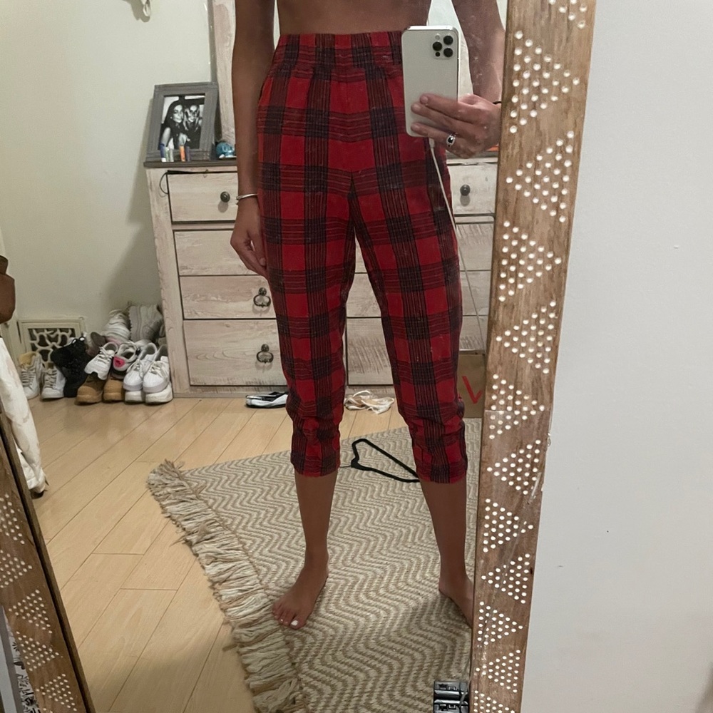 Dolls kill - nude brand - red cotton plaid pants